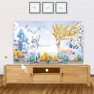 2021. Novi nordijski stil Nadograđeni TV pokrivač za prašinu Tkanina za kućanstvo, dnevni boravak 32-65 inča, zidni zakrivljeni poklopac za ekran