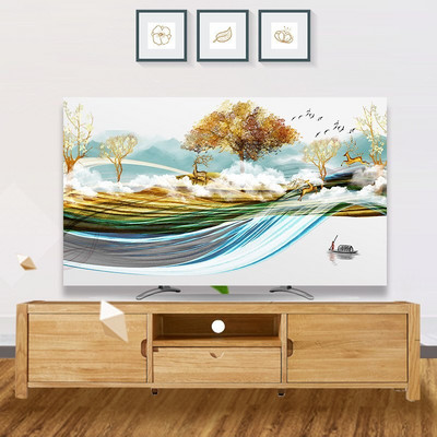 2021. Novi nordijski stil Nadograđeni TV pokrivač za prašinu Tkanina za kućanstvo, dnevni boravak 32-65 inča, zidni zakrivljeni poklopac za ekran