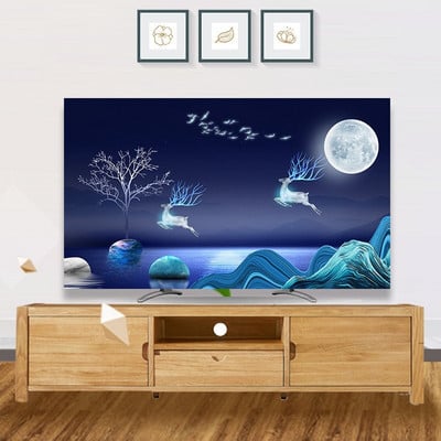 2021. Novi nordijski stil Nadograđeni TV pokrivač za prašinu Tkanina za kućanstvo, dnevni boravak 32-65 inča, zidni zakrivljeni poklopac za ekran