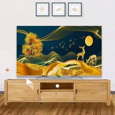 2021. Novi nordijski stil Nadograđeni TV pokrivač za prašinu Tkanina za kućanstvo, dnevni boravak 32-65 inča, zidni zakrivljeni poklopac za ekran