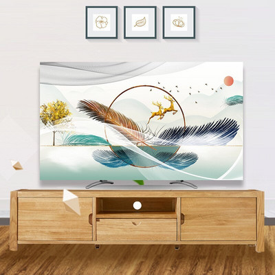 2021. Novi nordijski stil Nadograđeni TV pokrivač za prašinu Tkanina za kućanstvo, dnevni boravak 32-65 inča, zidni zakrivljeni poklopac za ekran