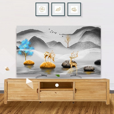 2021. Novi nordijski stil Nadograđeni TV pokrivač za prašinu Tkanina za kućanstvo, dnevni boravak 32-65 inča, zidni zakrivljeni poklopac za ekran