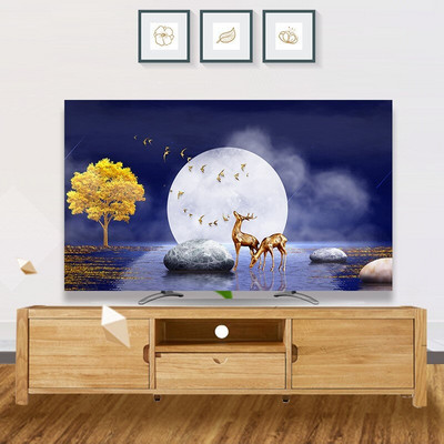 2021. Novi nordijski stil Nadograđeni TV pokrivač za prašinu Tkanina za kućanstvo, dnevni boravak 32-65 inča, zidni zakrivljeni poklopac za ekran