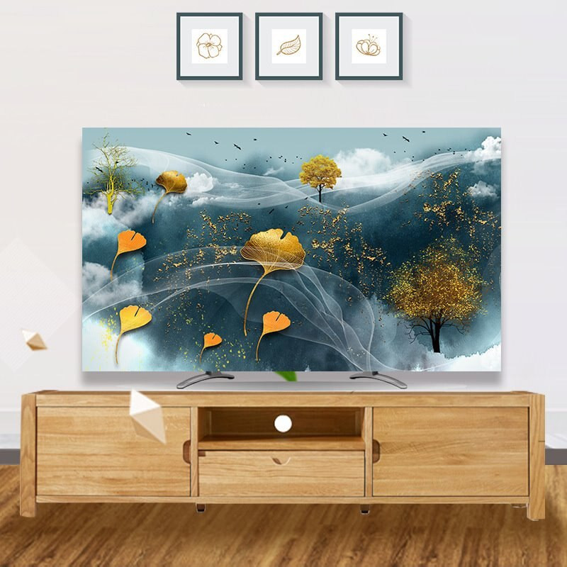 2021. Novi nordijski stil Nadograđeni TV pokrivač za prašinu Tkanina za kućanstvo, dnevni boravak 32-65 inča, zidni zakrivljeni poklopac za ekran