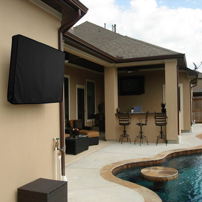 Vonkajší vodeodolný a vodeodolný kryt na televízor, prachotesný ochranný kryt na ploché obrazovky s vreckom na diaľkové ovládanie pre LED LCD OLED TJ9486