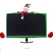 Vianočný kryt na počítačový monitor, 3D kreslený flanelový ochranný rámček obrazovky, vianočná dekorácia JS22