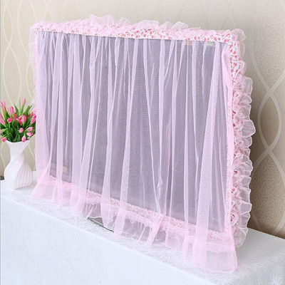 2021 Lace  Dustproof Cover  LCD TV Hanging Protective High End Pastoral Fabric Art Television Dust Covers Case for Home Decor