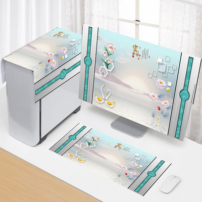 Nový 3-dielny kryt na počítač 17-34 palcov, jednoduchý kryt na počítač, látkový kryt na monitor pre domácnosť, látkový kryt na stôl, bytové dekorácie.