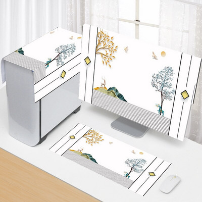 Nový 3-dielny kryt na počítač 17-34 palcov, jednoduchý kryt na počítač, látkový kryt na monitor pre domácnosť, látkový kryt na stôl, bytové dekorácie.