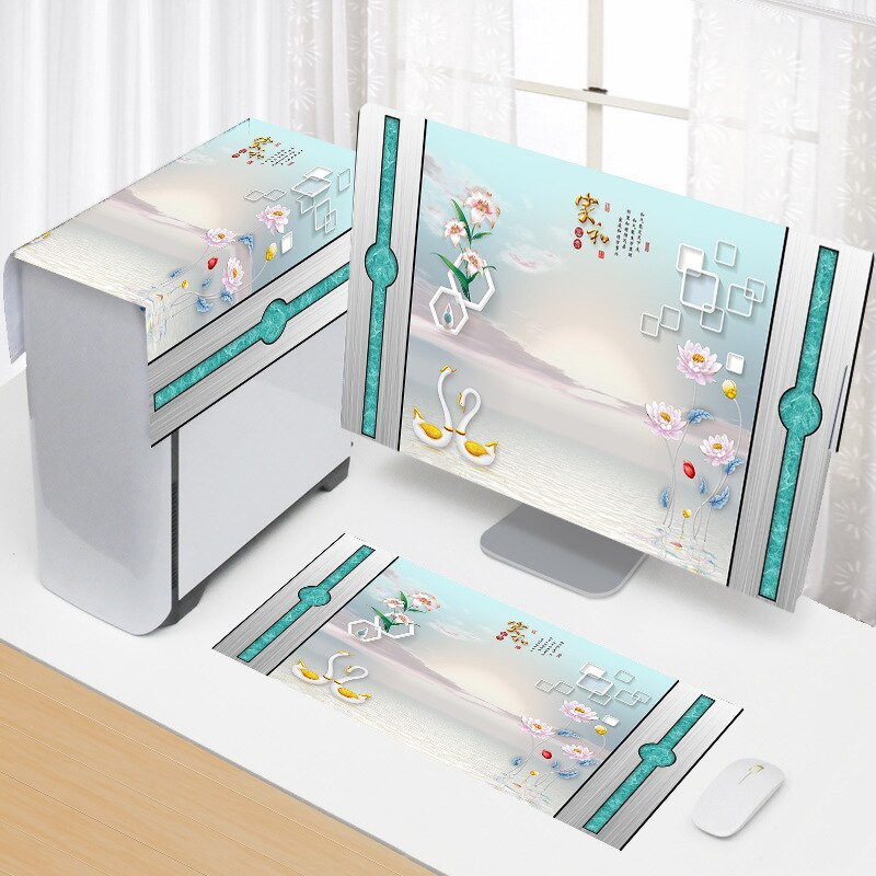 Nový 3-dielny kryt na počítač 17-34 palcov, jednoduchý kryt na počítač, látkový kryt na monitor pre domácnosť, látkový kryt na stôl, bytové dekorácie.