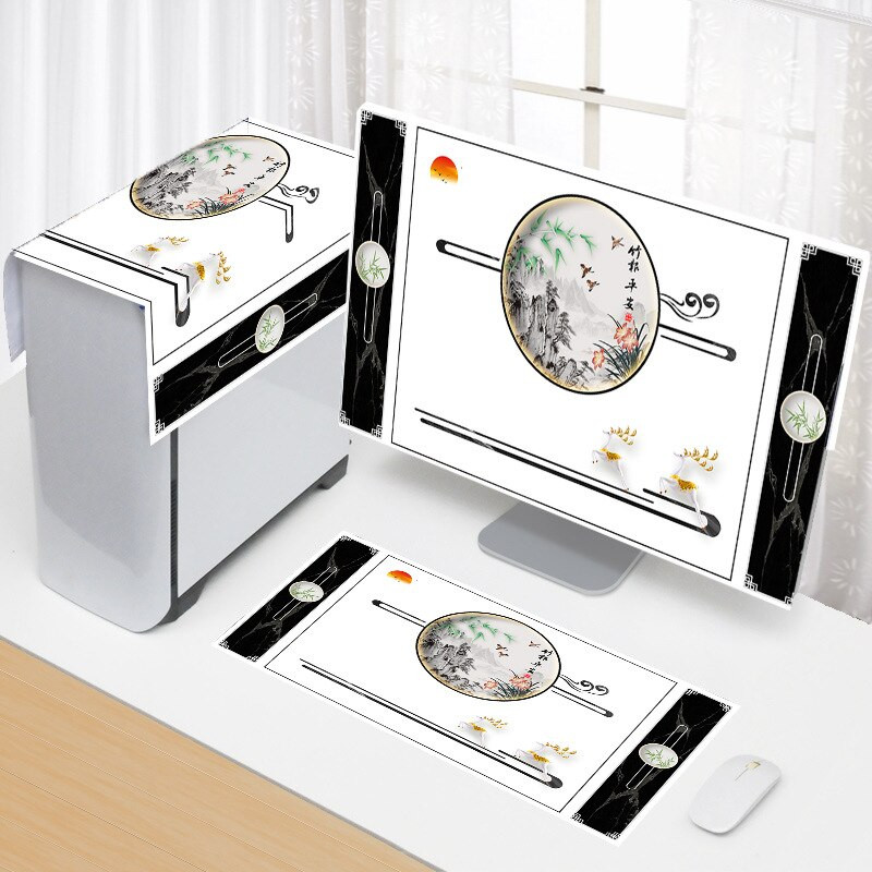 Nový 3-dielny kryt na počítač 17-34 palcov, jednoduchý kryt na počítač, látkový kryt na monitor pre domácnosť, látkový kryt na stôl, bytové dekorácie.