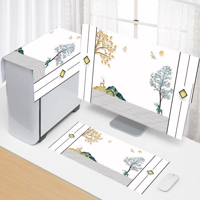 Nový 3-dielny kryt na počítač 17-34 palcov, jednoduchý kryt na počítač, látkový kryt na monitor pre domácnosť, látkový kryt na stôl, bytové dekorácie.