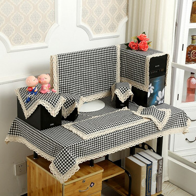 Husă computer de birou din in simplă Set TV Şcoală Birou Accesorii decor pentru uz casnic Capac pentru praf pentru computer LCD Husă pentru monitor Prosop