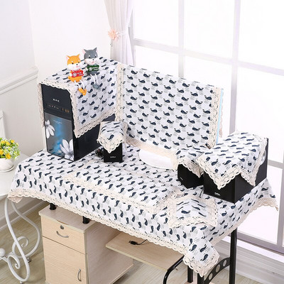 Husă computer de birou din in simplă Set TV Şcoală Birou Accesorii decor pentru uz casnic Capac pentru praf pentru computer LCD Husă pentru monitor Prosop