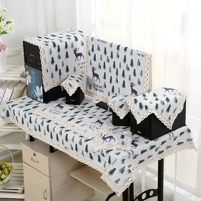 Husă computer de birou din in simplă Set TV Şcoală Birou Accesorii decor pentru uz casnic Capac pentru praf pentru computer LCD Husă pentru monitor Prosop