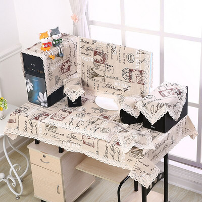 Husă computer de birou din in simplă Set TV Şcoală Birou Accesorii decor pentru uz casnic Capac pentru praf pentru computer LCD Husă pentru monitor Prosop