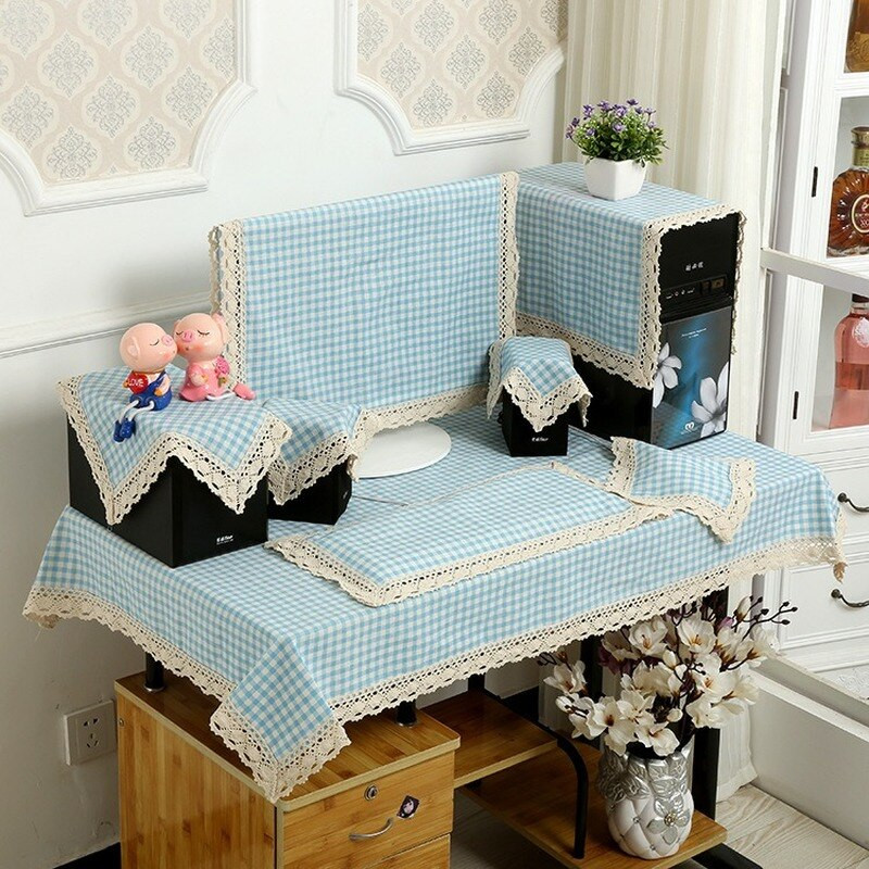 Husă computer de birou din in simplă Set TV Şcoală Birou Accesorii decor pentru uz casnic Capac pentru praf pentru computer LCD Husă pentru monitor Prosop