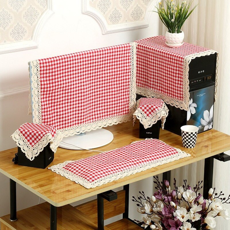 Husă computer de birou din in simplă Set TV Şcoală Birou Accesorii decor pentru uz casnic Capac pentru praf pentru computer LCD Husă pentru monitor Prosop