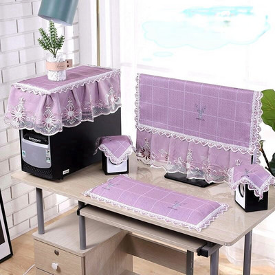 Új asztali számítógép porvédő szövet csipke LCD borító kendő Irodai számítógép monitor Magic Cover billentyűzet monitor porvédő 2022