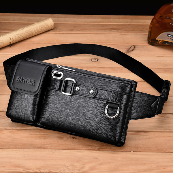 Vyriška odinė rankinė su keliais skyreliais juosmeniui