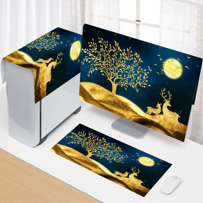 Νέο κάλυμμα υπολογιστή 3 τεμαχίων Απλό κάλυμμα για τη σκόνη υπολογιστή Υφασμάτινο κάλυμμα οθόνης επιφάνειας εργασίας οικιακής χρήσης Πανί Διακοσμητικά σπιτιού