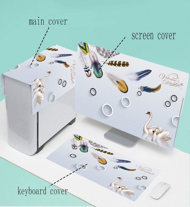 Νέο κάλυμμα υπολογιστή 3 τεμαχίων Απλό κάλυμμα για τη σκόνη υπολογιστή Υφασμάτινο κάλυμμα οθόνης επιφάνειας εργασίας οικιακής χρήσης Πανί Διακοσμητικά σπιτιού