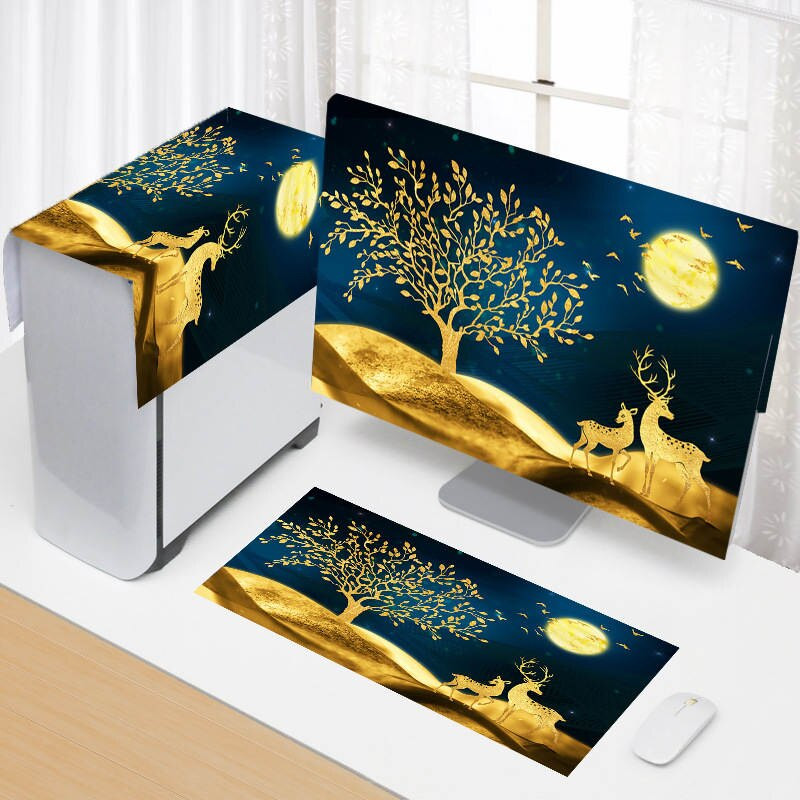 Νέο κάλυμμα υπολογιστή 3 τεμαχίων Απλό κάλυμμα για τη σκόνη υπολογιστή Υφασμάτινο κάλυμμα οθόνης επιφάνειας εργασίας οικιακής χρήσης Πανί Διακοσμητικά σπιτιού