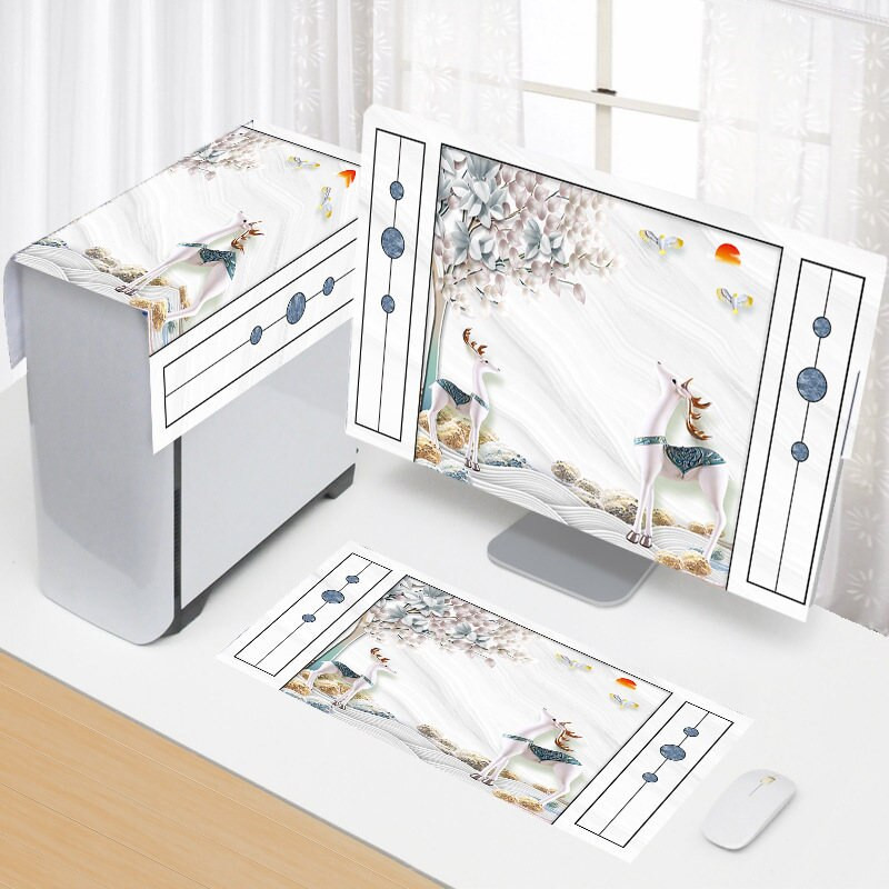 Νέο κάλυμμα υπολογιστή 3 τεμαχίων Απλό κάλυμμα για τη σκόνη υπολογιστή Υφασμάτινο κάλυμμα οθόνης επιφάνειας εργασίας οικιακής χρήσης Πανί Διακοσμητικά σπιτιού