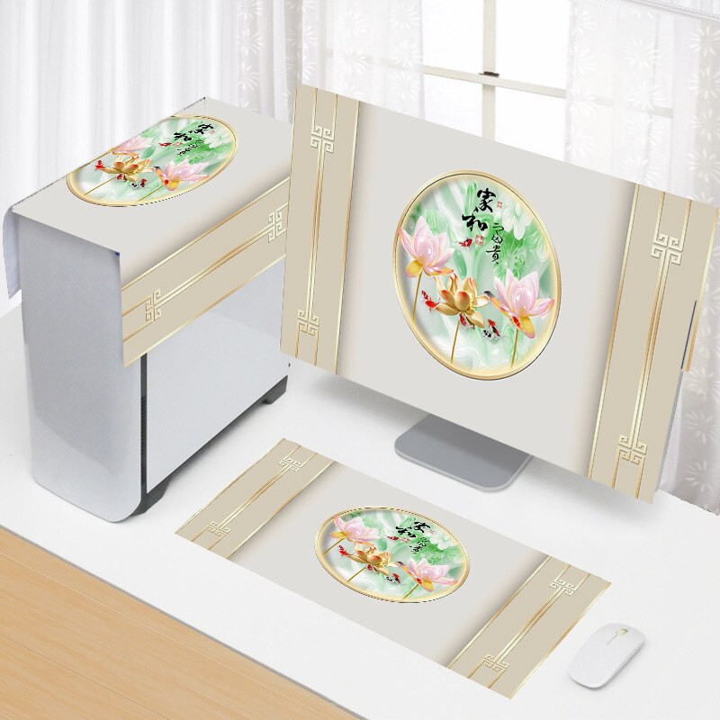 Nový 3-dielny kryt na počítač, jednoduchý kryt na počítač, látkový kryt na monitor, bytové dekorácie.