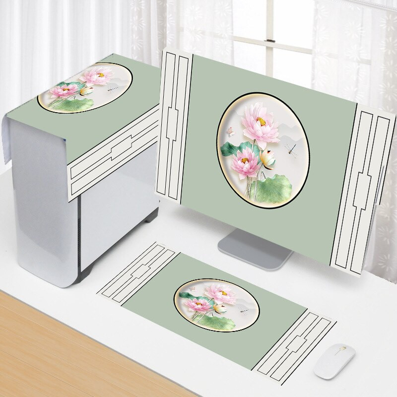 Nový 3-dielny kryt na počítač, jednoduchý kryt na počítač, látkový kryt na monitor, bytové dekorácie.