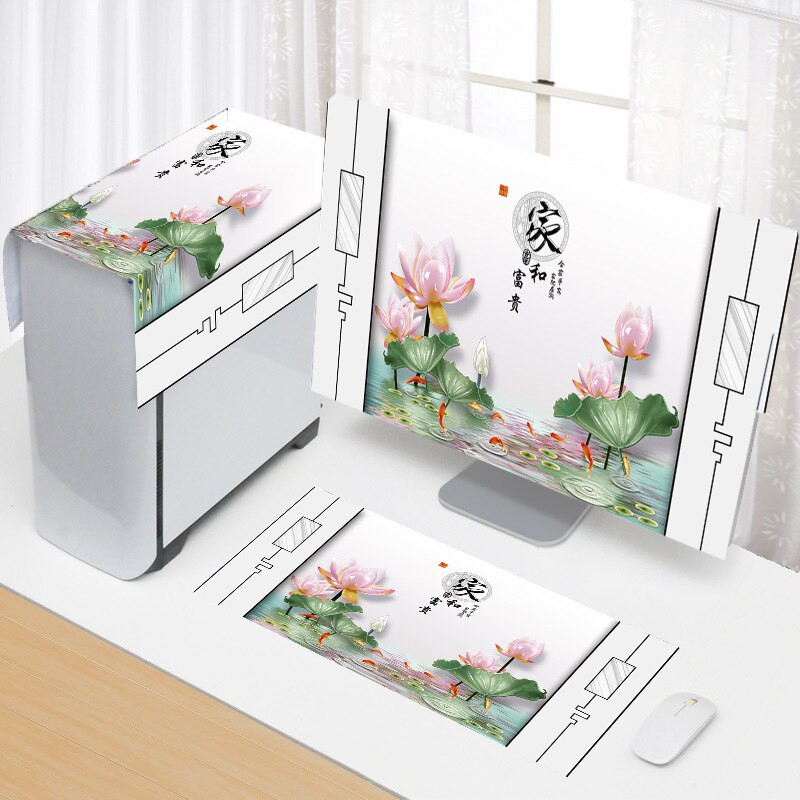 Nový 3-dielny kryt na počítač, jednoduchý kryt na počítač, látkový kryt na monitor, bytové dekorácie.