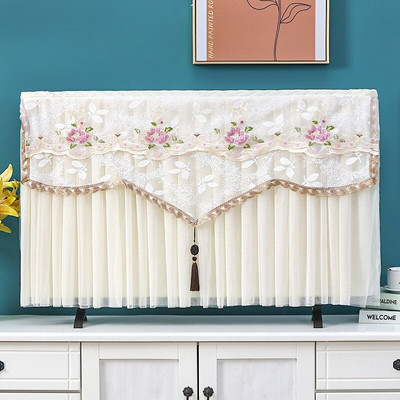 Nový TV kryt bez krytu, kryt na TV, čipkovaný výšivkový LCD stolný závesný TV kryt, obdĺžnikový látkový kryt