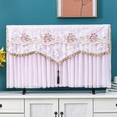 Nový TV kryt bez krytu, kryt na TV, čipkovaný výšivkový LCD stolný závesný TV kryt, obdĺžnikový látkový kryt