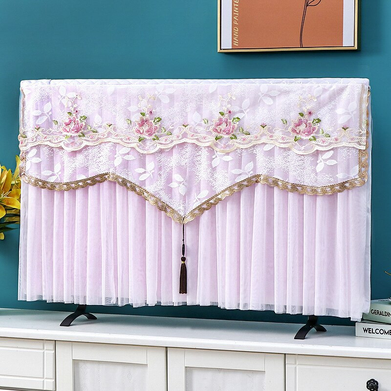 Nový TV kryt bez krytu, kryt na TV, čipkovaný výšivkový LCD stolný závesný TV kryt, obdĺžnikový látkový kryt