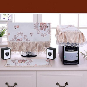 3PCS Fabric Lace Fabric Επιτραπέζιου υπολογιστή Κάλυμμα για τη σκόνη Κάλυμμα υπολογιστή Κάλυμμα ενός μηχανήματος Προστατευτικό κάλυμμα οθόνης LCD Πανί