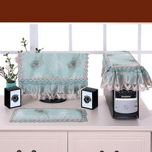 3PCS Fabric Lace Fabric Επιτραπέζιου υπολογιστή Κάλυμμα για τη σκόνη Κάλυμμα υπολογιστή Κάλυμμα ενός μηχανήματος Προστατευτικό κάλυμμα οθόνης LCD Πανί