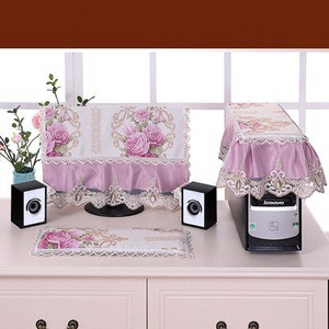 3PCS Fabric Lace Fabric Επιτραπέζιου υπολογιστή Κάλυμμα για τη σκόνη Κάλυμμα υπολογιστή Κάλυμμα ενός μηχανήματος Προστατευτικό κάλυμμα οθόνης LCD Πανί