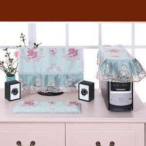 3PCS Fabric Lace Fabric Επιτραπέζιου υπολογιστή Κάλυμμα για τη σκόνη Κάλυμμα υπολογιστή Κάλυμμα ενός μηχανήματος Προστατευτικό κάλυμμα οθόνης LCD Πανί