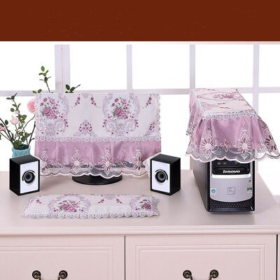 3PCS Fabric Lace Fabric Επιτραπέζιου υπολογιστή Κάλυμμα για τη σκόνη Κάλυμμα υπολογιστή Κάλυμμα ενός μηχανήματος Προστατευτικό κάλυμμα οθόνης LCD Πανί