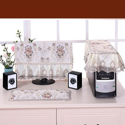 3PCS Fabric Lace Fabric Επιτραπέζιου υπολογιστή Κάλυμμα για τη σκόνη Κάλυμμα υπολογιστή Κάλυμμα ενός μηχανήματος Προστατευτικό κάλυμμα οθόνης LCD Πανί