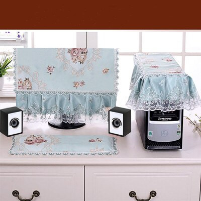 3PCS Fabric Lace Fabric Επιτραπέζιου υπολογιστή Κάλυμμα για τη σκόνη Κάλυμμα υπολογιστή Κάλυμμα ενός μηχανήματος Προστατευτικό κάλυμμα οθόνης LCD Πανί