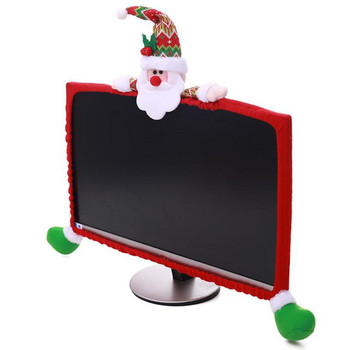 Коледен LCD монитор Калъф за броня Домашен мол Офис Парти ТВ Монитор Дядо Коледа Снежен човек Лос Нетъкан капак Декорация на атмосфера
