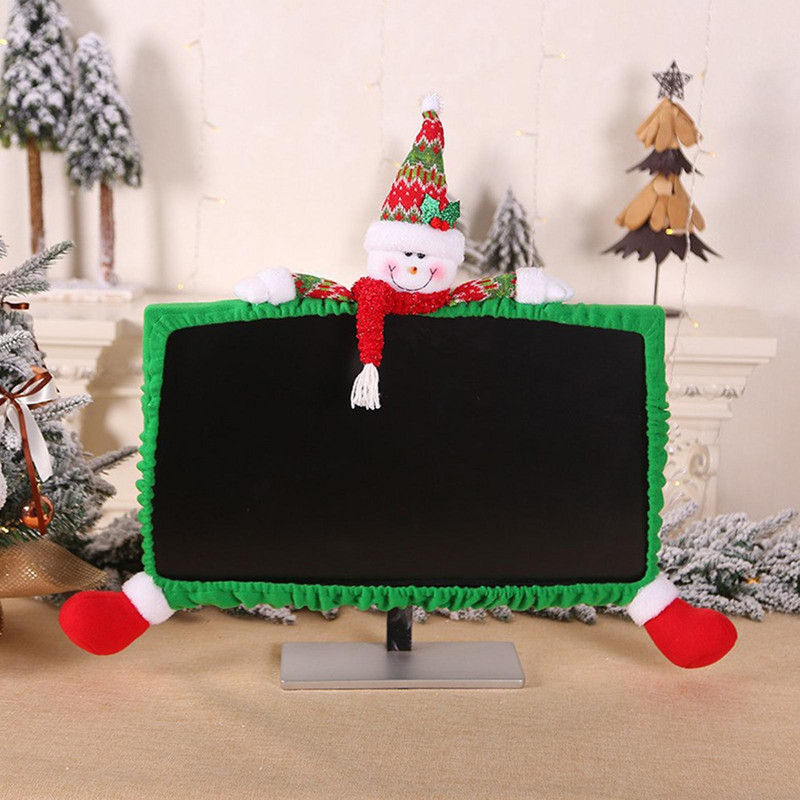 Vianočný kryt na LCD monitor, domáci/kancelárske potreby, párty, TV monitor, Santa Claus, snehuliak, los, netkaný kryt, dekorácia atmosféry