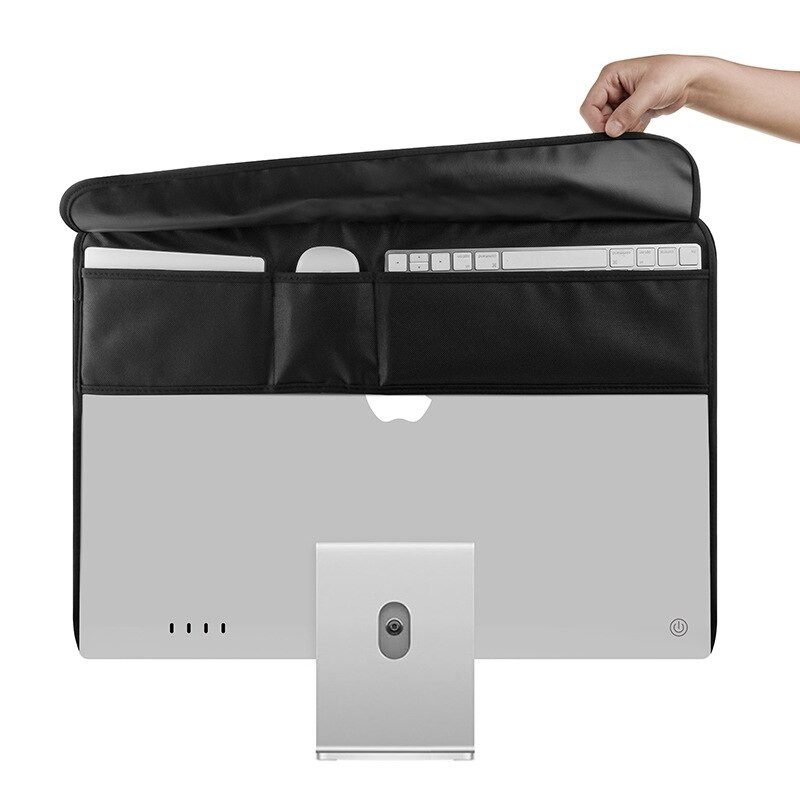 Horúci výpredaj PU koženého krytu pre 24-palcový displej IMAC, protiprachový kryt, zadné vrecko pre magickú klávesnicu a myš, protiprachový kryt pre počítač