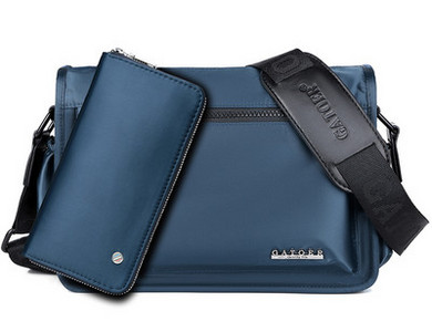 Pánska textilná taška cez rameno - čierno-modrá farba