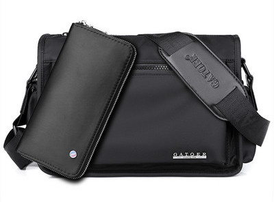 Pánska textilná taška cez rameno - čierno-modrá farba