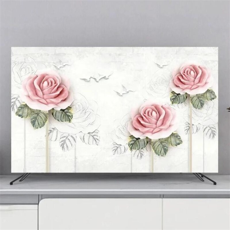 Husa TV Protectie Husa de praf Agatator de uz casnic Husa de praf TV LCD Acasa Decor universal cu flori Simplu de inalta calitate