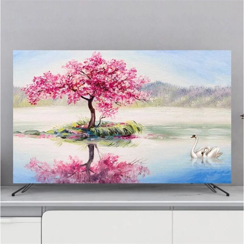 Husa TV Protectie Husa de praf Agatator de uz casnic Husa de praf TV LCD Acasa Decor universal cu flori Simplu de inalta calitate