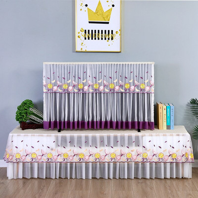 Ochranný kryt na TV s čipkou a kvetom ibišteka, moderný minimalistický bytový dekoračný kryt, kryt na TV s prachom 32-65 palcov