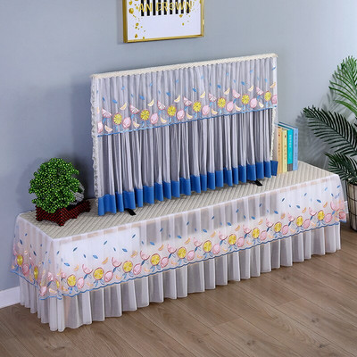 Ochranný kryt na TV s čipkou a kvetom ibišteka, moderný minimalistický bytový dekoračný kryt, kryt na TV s prachom 32-65 palcov